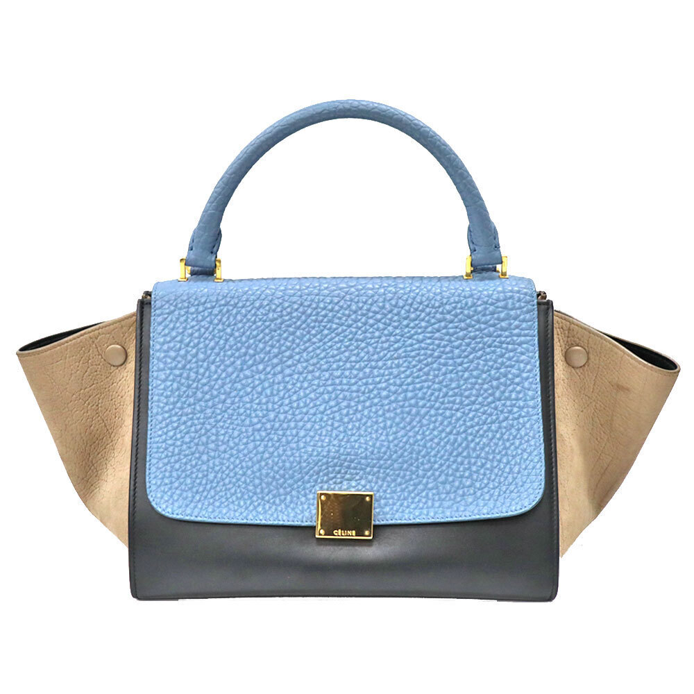 Celine Trapeze Leather Handbag Beige